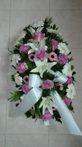 Palma de Funeral em tons branco e rosa