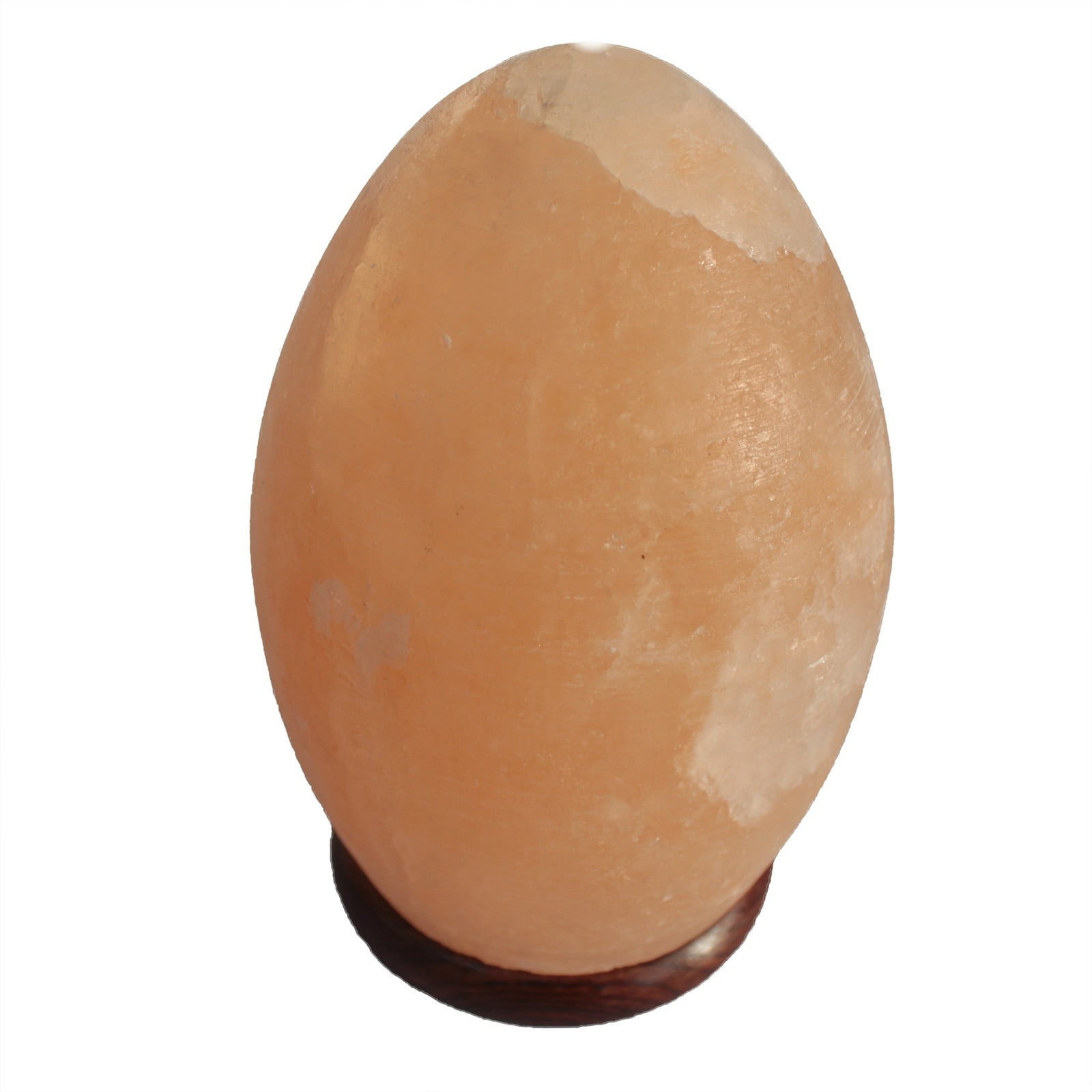 Candeeiro de sal natural forma ovo – Base de madeira